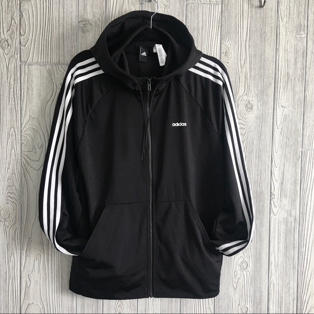 ADIDAS size M Track Training Hooded Black Jacket